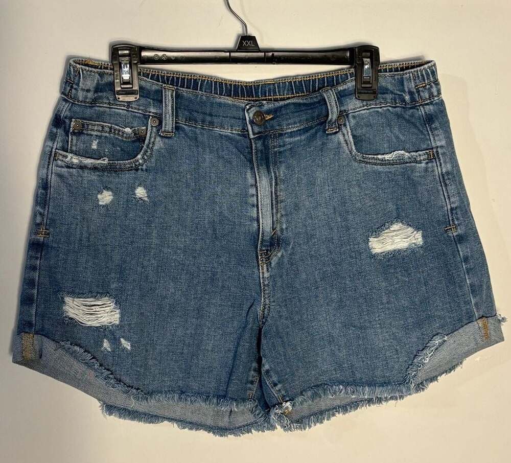 Aerie Women's Denim Shorts with Elastic Back Waistband, Size Large 009-0025